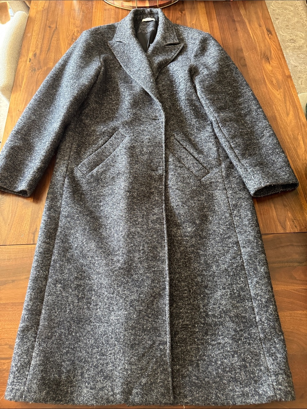 Rumored Charcoal Gray Long Wool-Blend Trench Coat